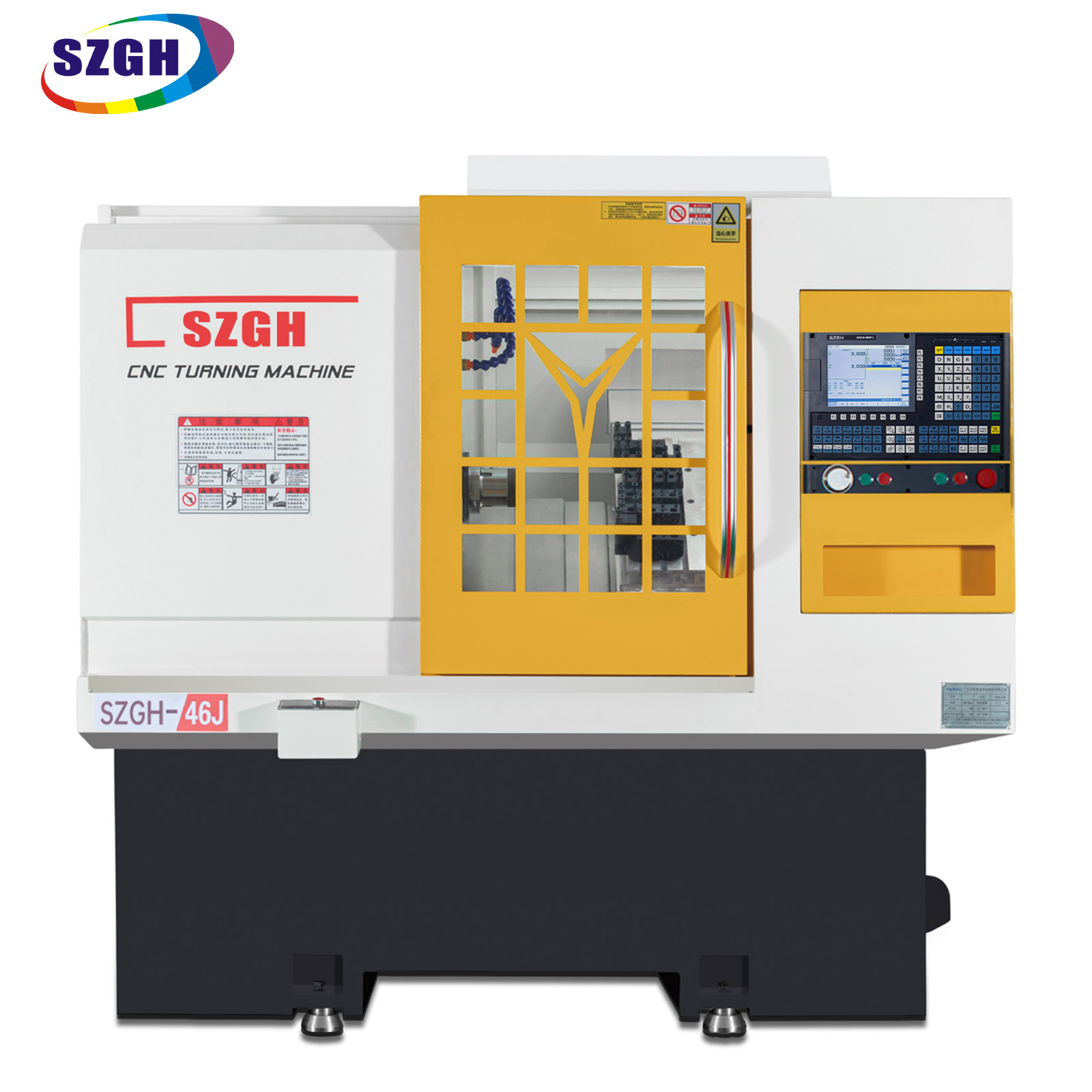 SZGH-46J-CNC lathe machine using multiple patented technologies such as high rigidity and anti-deformation structure,the lathe machine is suitable for processing products with a single-side cutting amount within 4mm, precision tolerance within ±0.0075mm, and smoothness within 1.6. 
SZGH 46-J CNC lathe machine  is widely used in the processing of large parts with high precision and rigidity. 