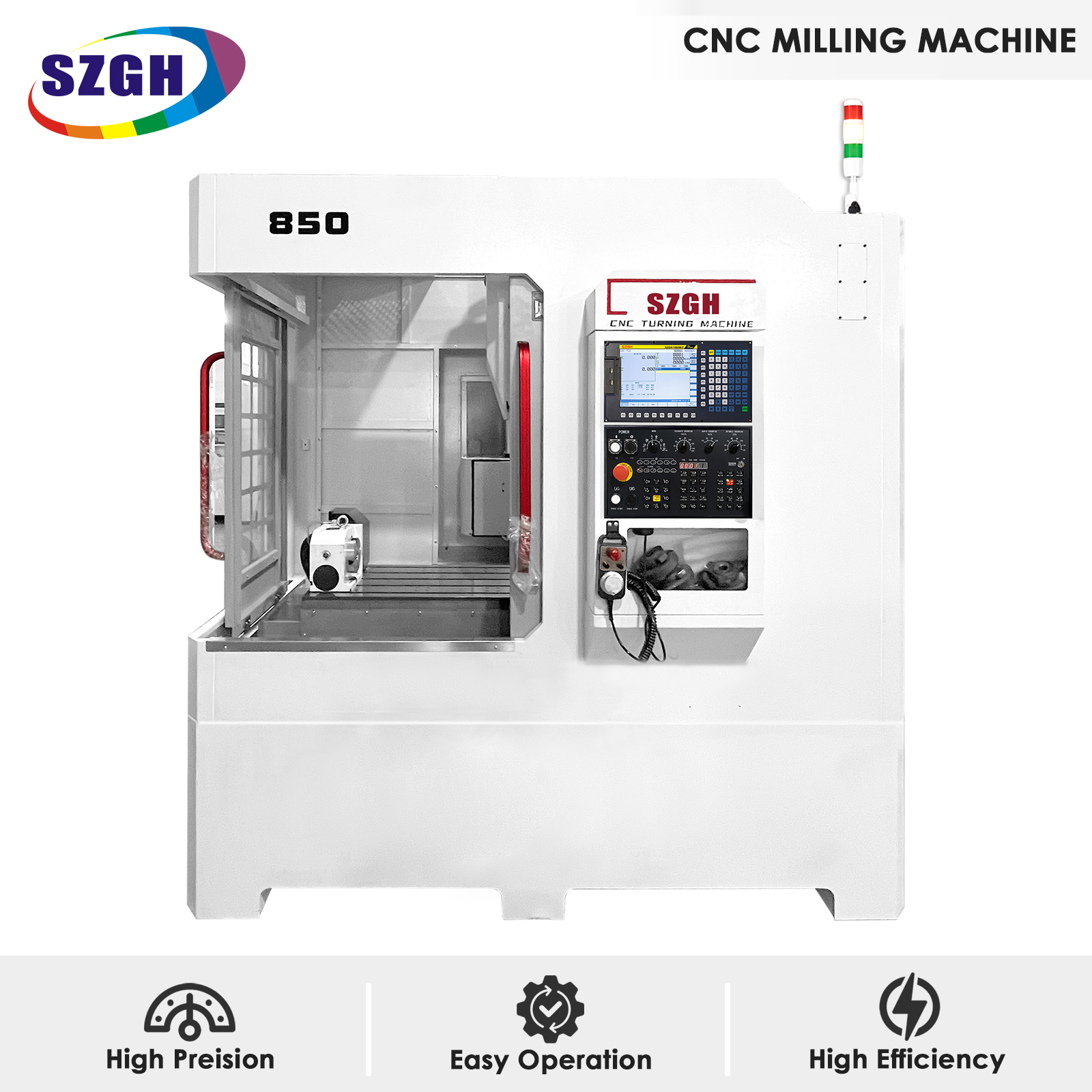 SZGH-850 CNC Milling Machine is equipped with the new SZGH-1080 MIC control system