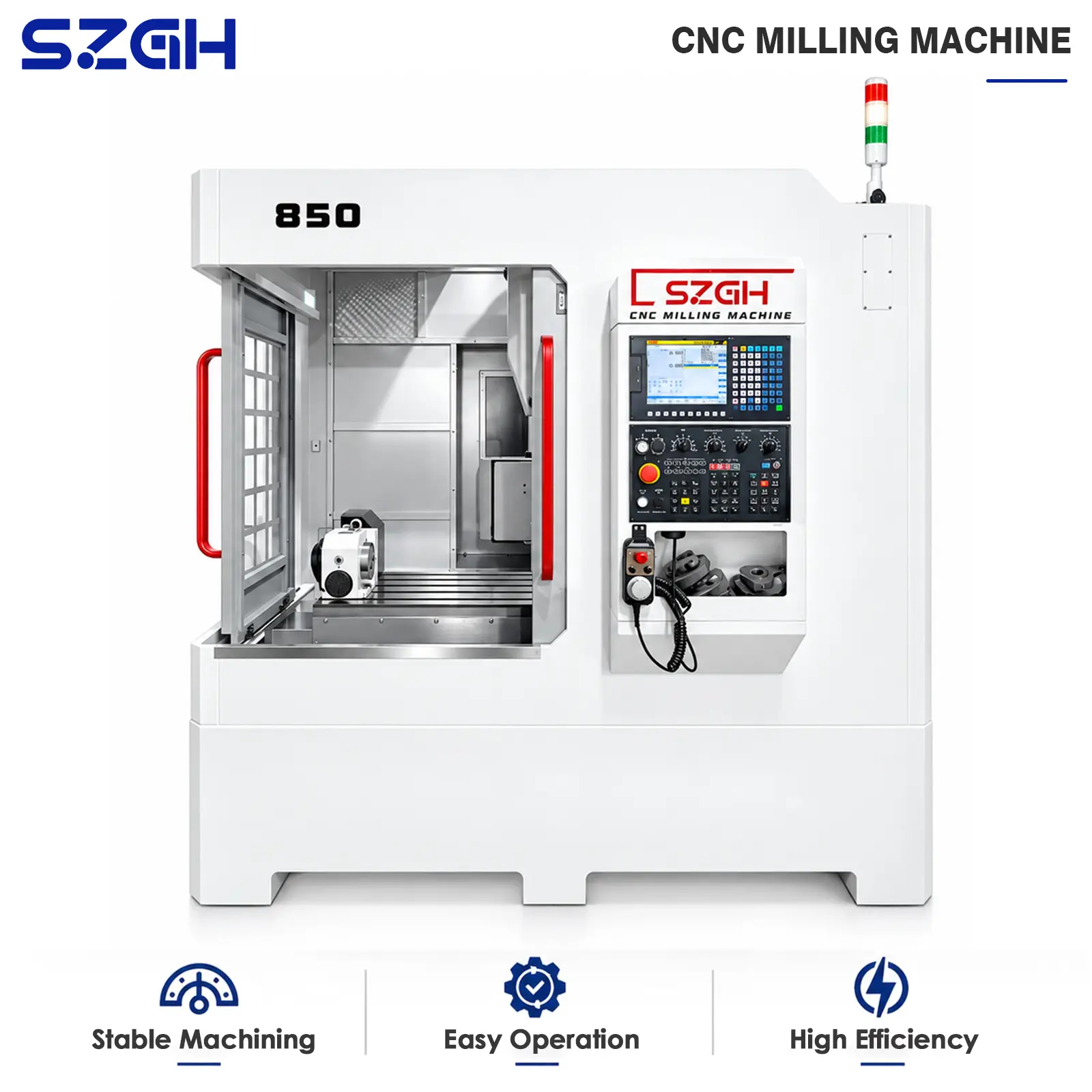 Configuración estándar de la máquina principal
1. El sistema de control está equipado con tecnología Asia Digital y programación de código G;
El sistema Wuhan Huazhong es opcional.
2. Husillo:
JD-850: Velocidad máxima 6000 rpm, husillo mecánico, motor de 5,5 kW (opcional 7,5 kW);
JD-850D: Velocidad máxima 24000 rpm, husillo eléctrico de frecuencia variable y servohusillo eléctrico.